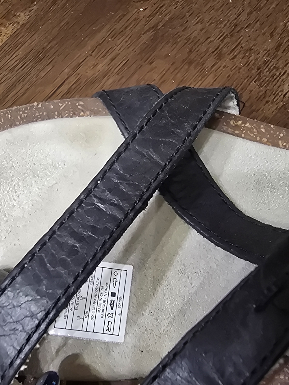Merrell Black Strappy Cork-Style Wedge Sandals - Picture 5 of 13